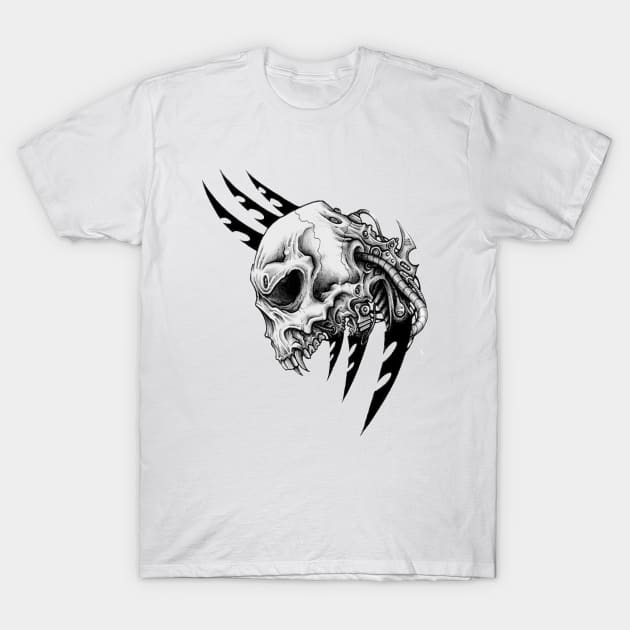 skull x , dead , death , bones skeleton , engraving , woodcut , macabre , floral , graveyard , horror , skull , skulls T-Shirt by Otaka-Design